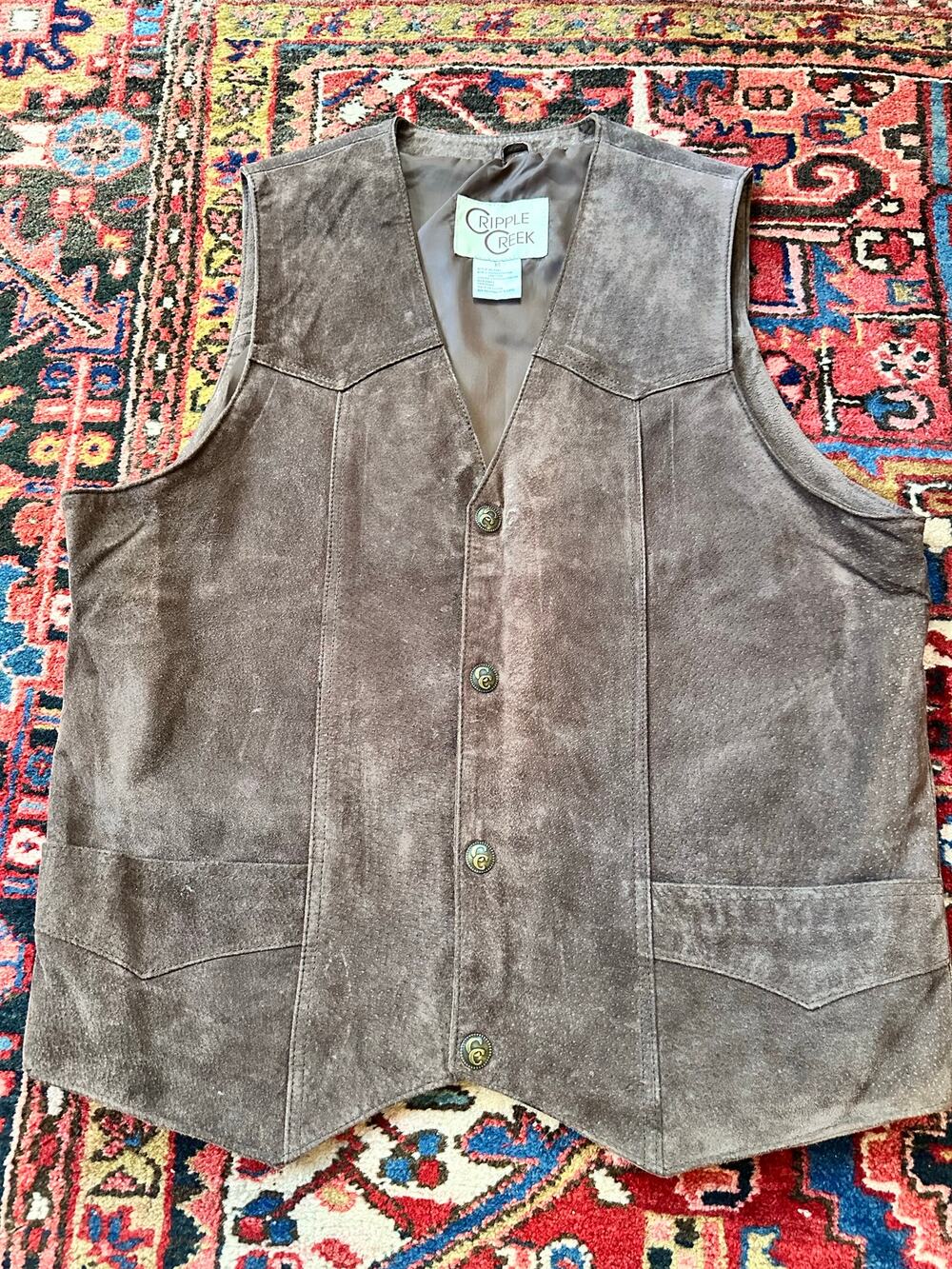 Vintage Suede Leather Vest Chocolate Brown Men’s/Unisex Size Medium